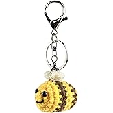 Handmade Crochet Bee Keychain Cute Bees Knitted Funny Pendant for Car Key Keyring Handbag Backpack Keyholder Women Beautiful Birthday Gift