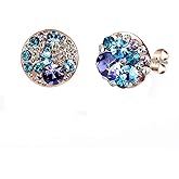 Multicolored Austrian Crystal Rhinestone Stud Earrings for Women Fashion S925 Sterling Silver Hypoallergenic Jewelry