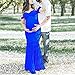 Women's Off Shoulder Ruffle Sleeves Lace Mermaid Maternity Slim Fit Gown Maxi Bridesmaid Photography Dress(Royal Blue,S)