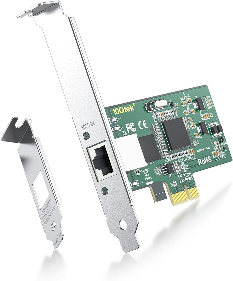 ipolex 1.25G Ethernet Network Card, 1x RJ45+ Port, 10GbE NIC Compare to Intel EXPI9301CT, Support Windows Server/Windows/Linux/VMware (Not Support VMware ESXi 7.0, Mac OS)