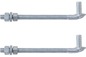VIVIDA 10" J Bolt Gate Hinge 2 Pack, Chain Link Gate Bolt Hinge with 5/8" Male Pin, Galvanized Steel, Nuts & Washers Included