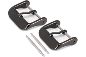 Wellfit 2 Pack Watch Straps Bands Buckle Replacement, Watch Band Clasp, Choice of Color and Size, Vacuum PVD Finish