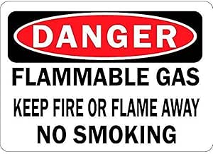 Letrero de metal 20 * 30 cm，Peligro Gas inflamable Mantenga el fuego o