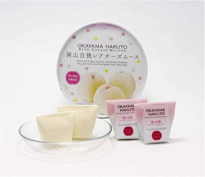 Amazon 岡山県土産 岡山県限定 岡山白桃レアチーズムース Okayama Hakuto Rare Cheese Mousse 岡山県産白桃使用 菓子 6個 1 食品 飲料 お酒 通販