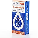 CorDx Flu A/B &amp; COVID-19, At Home 3-in-1 Rapid Test Kit, 5 Tests | Nasal Swab Self-Test, Easy-To-Use For Adults And Kids, EUA Authorized OTC, Quick 10-Minute Results