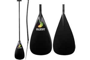 Z&J SPORT Carbon Outrigger Canoe Paddle, Lightweight Teardrop Shape Blade for Waka AMA, va’a, Bent Shaft 12°Offset