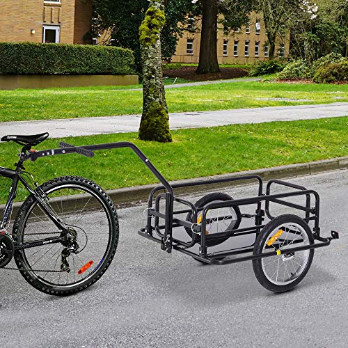 Aosom Folding Bike Cargo Trailer Cart with Seat Post Hitch Black