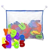 Bath Letters and Numbers with Bath Toy Organizer. Educational Bath Toys with Premium Bath Toy Storage