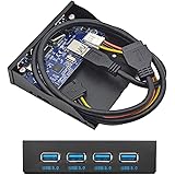 Cablecc USB 3.0 HUB 4 Ports Front Panel to Motherboard 20Pin Connector Cable for 3.5" Floppy Bay