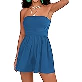 STOLKISS Women Summer Casual Strapless Rompers Tube Top Shorts Jumpsuit Sleeveless Off Shoulder Sexy Beach Romper with Pocket