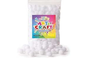 WAU CRAFTS 300 pcs 1 inch - White Pom Poms Balls in Reusable Zipper Bag - Pompoms for Arts and DIY Project