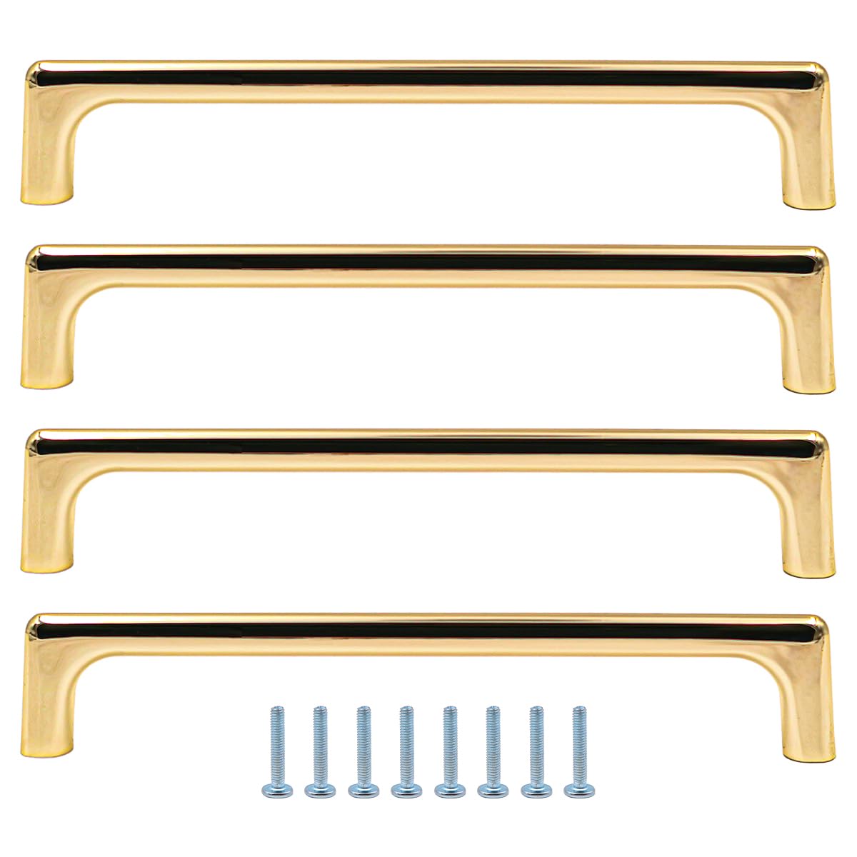 ZONADAH Set of 4 Cabinet Gold Plated Slim Handles, Hole Distance 160mm,Total 170mm, White Cabinet Pull Handles, Furniture Drawer Cabinet Copper Cup Drawer Handles for Cupboard Wardrobe Dressers