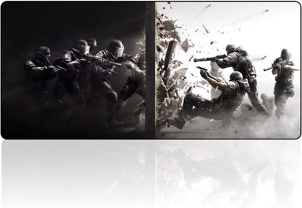 Bimor XL Mouse Pad, Extended Gaming Mouse Pad Long Non-Slip Rubber Mouse Mat for Gamer, Office & Home (90x40 rainboxSiege029)