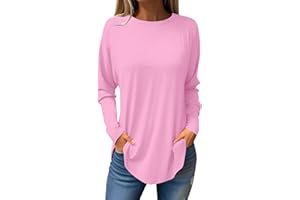 GOFULY Work Blouses for Women Fall Solid Western Shirts Casual Long Sleeve Crewneck Tops Winter Tunic Tops Trendy Clothes
