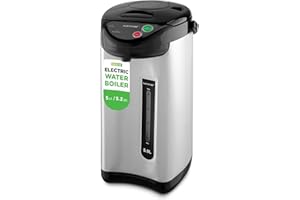 NutriChef 5.2 Qt Electric Water Kettle, Quick Heating, 5 Liter Digital Kettle with 5 Temperature Settings, Safety Lock, Stainless Steel, 3 Dispensing Options, Easy to Clean, 8.46" x 11.2" x 16.5"