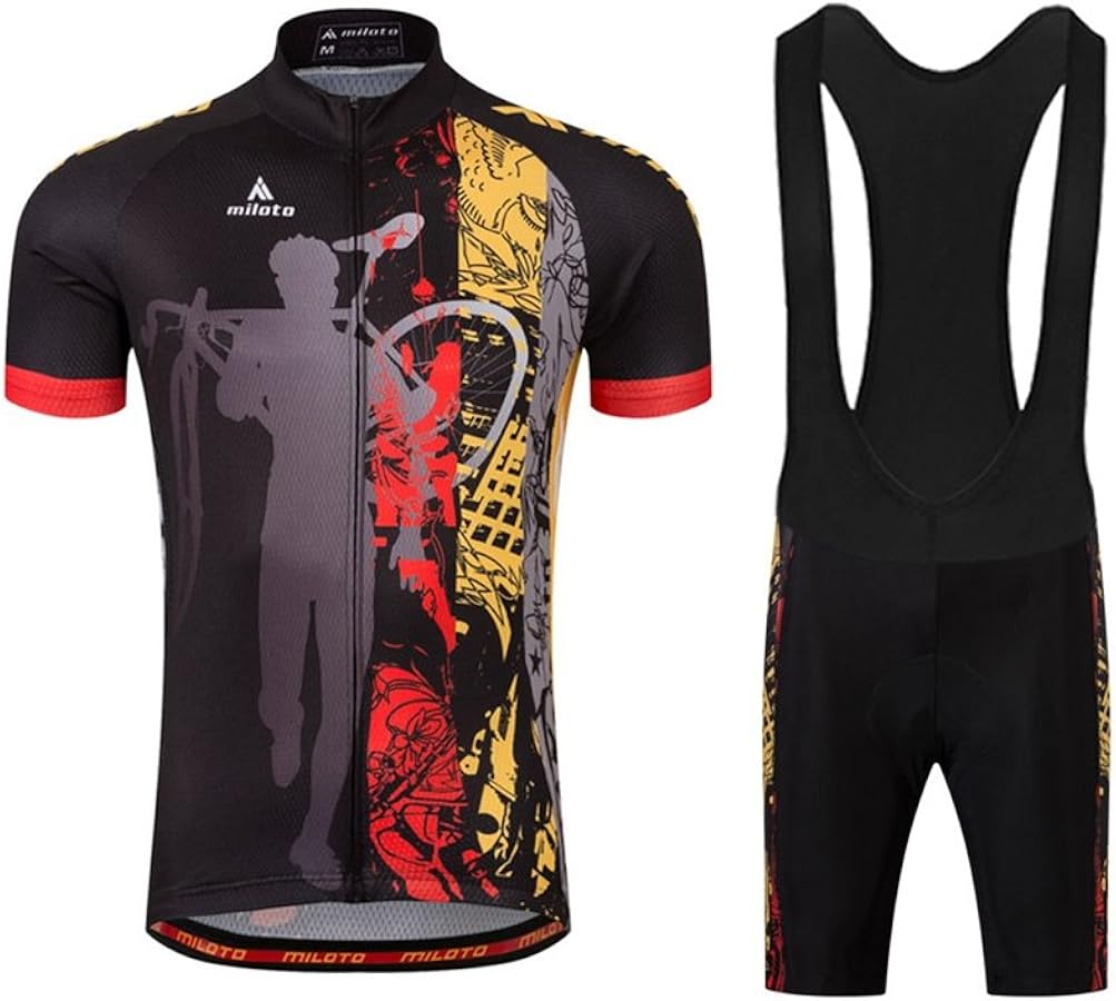 Uriah Men's Cycling Jersey Bib Shorts Black Sets Short Sleeve Reflective: Clothing