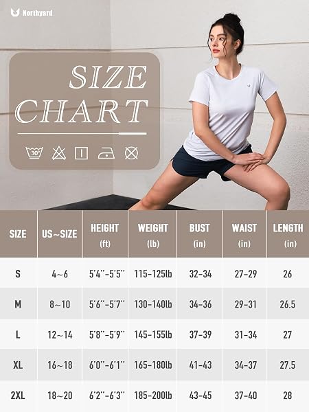 NORTHYARD WOMEN’S WORKOUT TOPS ATHLETIC SHIRTS QUICK DRY RUNNING T-SHIRT SHORT SLEEVE MOISTURE WICKING CREW NECK TAG-FREE BASIC TEES FOR GYM TRAINING SPORT WHITE S