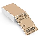 MUNBYN Brown 4"x6" Direct Thermal Shipping Labels, Commercial Grade Permanent Adhesive Fanfold Mailing Postage Label Paper for Thermal Printers and Packages, 220 Sheets per Stack