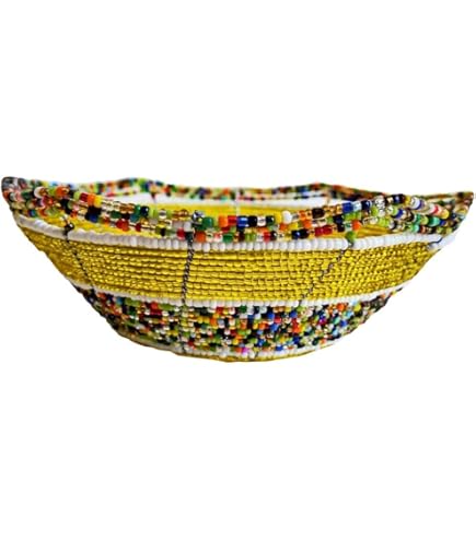 アフリカ　飾り皿　Made in Kenya Amazon.com: Handmade From Africa - Handmade Beaded Wire Bowl