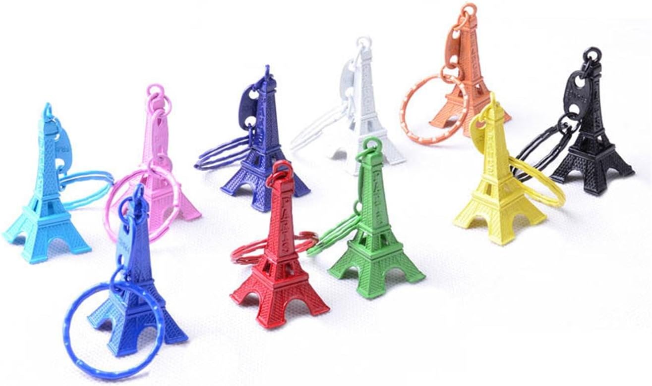 3-D Eiffel Tower French Souvenirs Key Ring Key Ring 10 Paris Lovely Decorative Colors (Colorful)