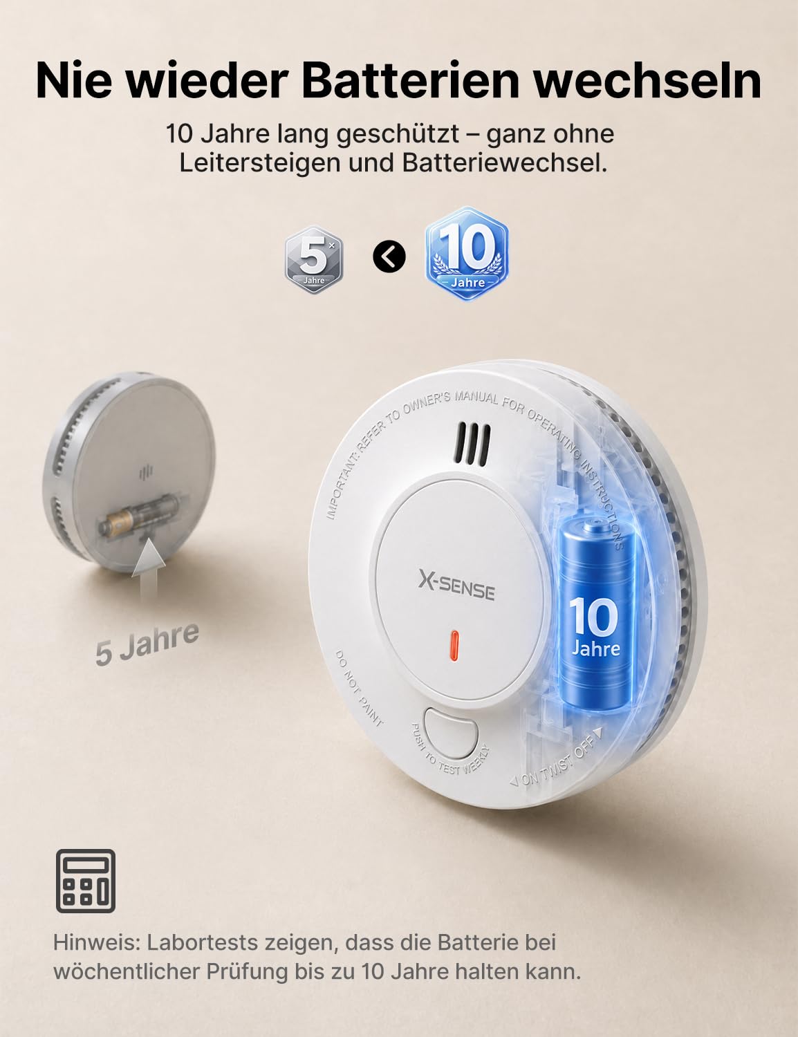 X-Sense Smart WLAN-Rauchmelder Feuermelder mit 10-Jahres-Batterie und SBS50 Basisstation, TÜV Rheinland Zertifiziert, photoelektrischer vernetzbarer Funk-Brandmelder, SD19-MN61, 6 Stück 4
