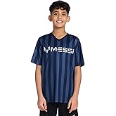 Messi Boys Lifestyle Short Sleeve Top, Loose-fit V-Neck Shirt with Logo, Comfortable