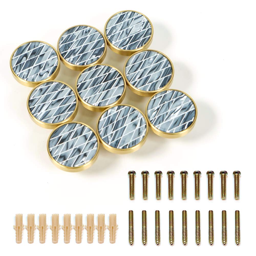 EVERGD 27mm Pure Copper Handle Shell Brass Gold Wardrobe Kitchen Cabinet Door Knobs Drawer Cupboard Hardware Pull Handle Clothes Coat Hook Modern Simple (9, Grey& Silver)