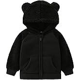 YAGATA Toddler Winter Coat - Thicken Fleece Jacket with Warm Bear Ears Removable Hoodie
