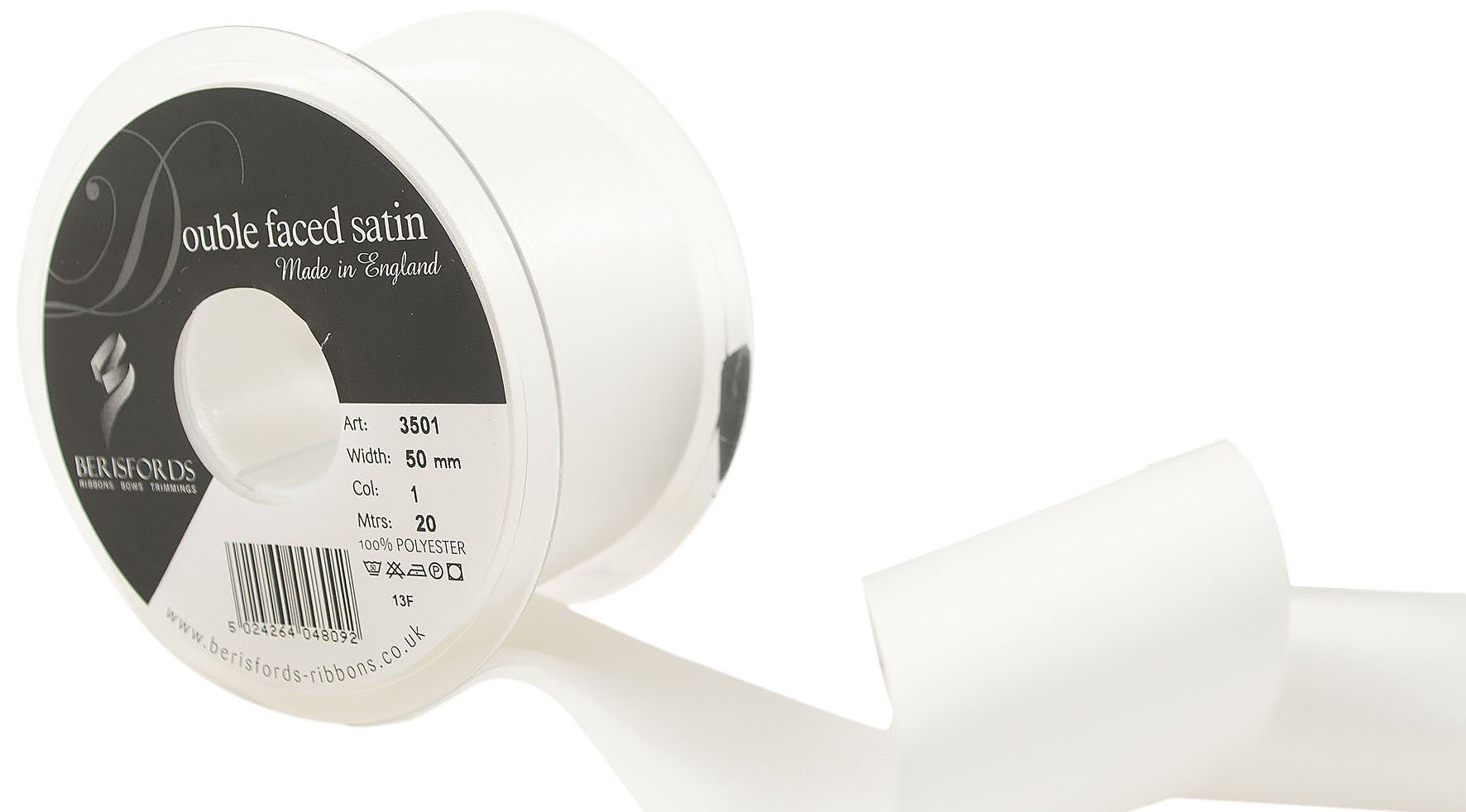 Berisfords Ribbon, White, 50 mm — image 1