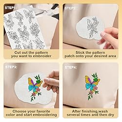 DOODLREAM 36Pcs Butterfly 4 Sheets Water Soluble