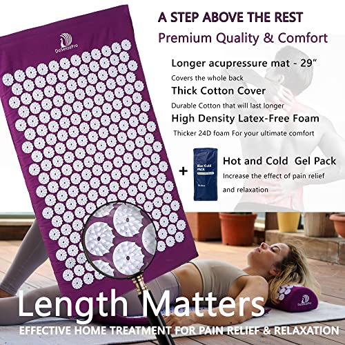 Acupressure Mat and Pillow Set by DoSensePro + Hot/Cold Gel Pack