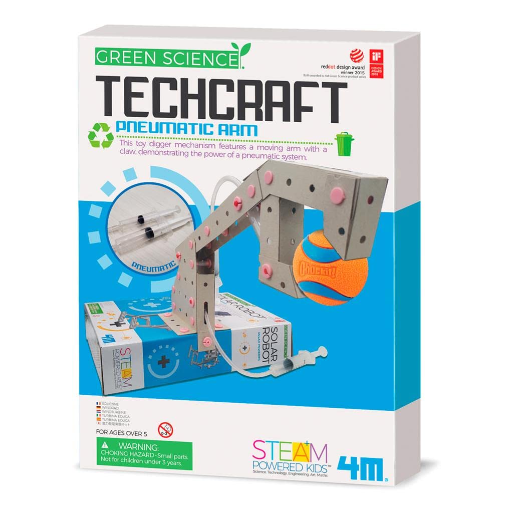 Green Science Techcraft Pneumatic Arm, STEM Activity Kit for Ages 5+