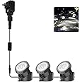 CREPOW Cold White Pond Lights, Super Bright LED Underwater Submersible Landscape Spotlights, Switch Control IP68 Waterproof Fountain Lights for Fish Aquarium Tank Garden Yard Pool (Set of 3)