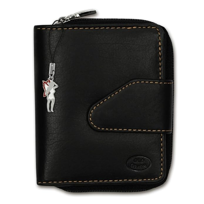 DrachenLeder Geldbörse schwarz kleines Portemonnaie Brieftasche Leder Old River Portmonee OPD104F