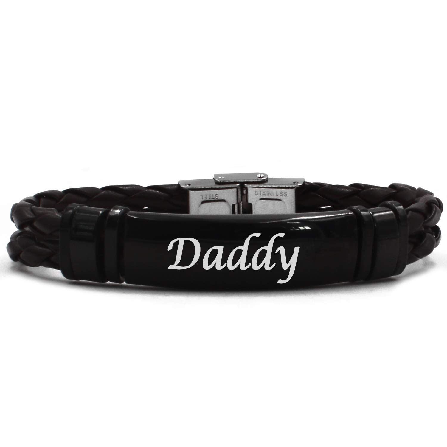 Kigu Daddy Bracelet,Black Double Leather Bracelet,Gifts for dad,Personalised dad Bracelet,customised Jewellery for Men
