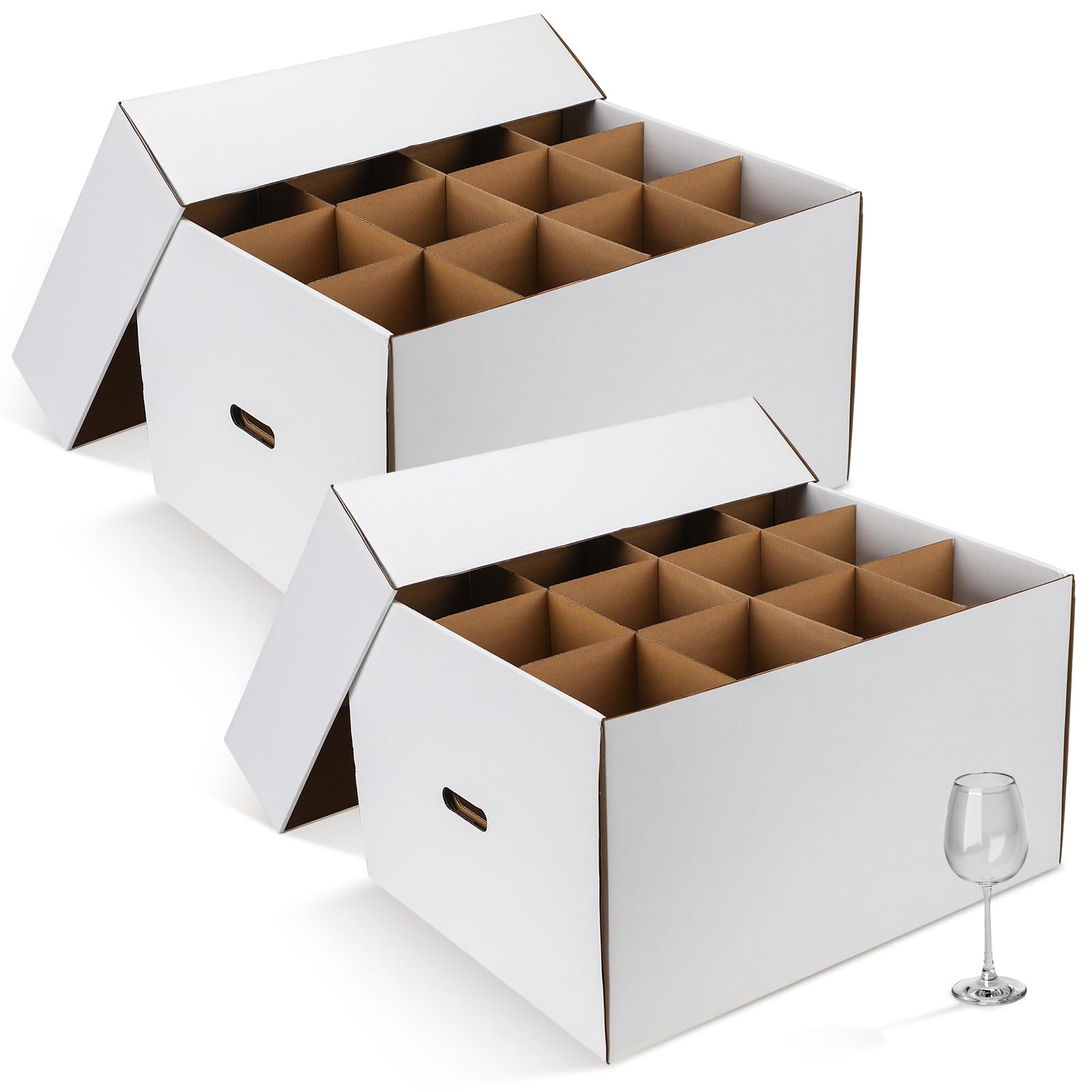 Photo 1 of Feifeiya 2 Pack Wine Glass Moving Boxes Kitchen Moving Boxes with Handle Kitchen Kit with Lid for Dish Glassware (20 x 15 x 12 Inch,White)