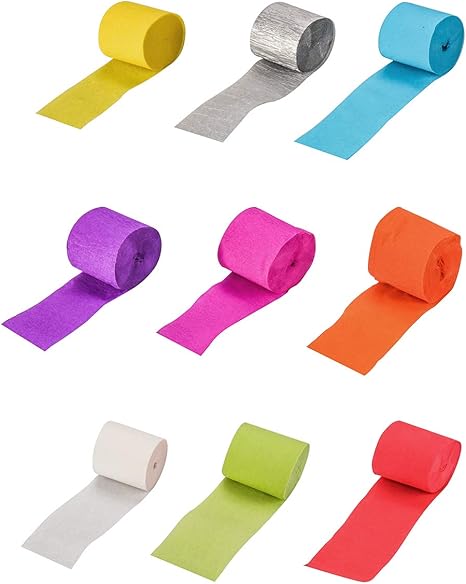 Amazon Co Jp クレープペーパー クレープ紙 カラフル 造花 材料 Diy 誕生日 パーティー 結婚式 飾り 9色セット 100 3 5cm ホビー