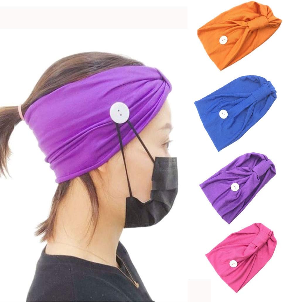 Brishow Lot de 4 bandeaux de yoga avec bouton élastique pour