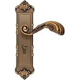 Eapmic Universal European-Style Bedroom Indoor Lever Door Lock Set Handle Knob Lockset Kit (Yellow Copper)