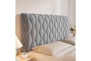 CAMZ Velvet Bed Headboard Cover Full Queen King Size, Quilted Bed Headboard Slipcover Thicken Dustproof Headboard Padded Protector Cover for Bedroom Decor (Dark Gray,120cm/47in)