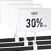 Teenyyou 3 Pcs Acrylic Sign Holder with Clamp 7 x 11 Inch Clip on Double Head Swivel Sign with PVC Card Clothing Holder Rotatable Display Hanging Price Tag for Tubes Retail Stores Business