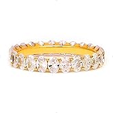 STORYJEWELLERY Wedding Bands for Women, Eternity Band Rings for Women, Oval Ring, Gold Plated Stackable Rings, Cubic Zirconia Travel Ring Band, Gifts for Her