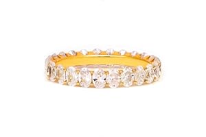 STORYJEWELLERY Wedding Bands for Women, Eternity Band Rings for Women, Oval Ring, Gold Plated Stackable Rings, Cubic Zirconia
