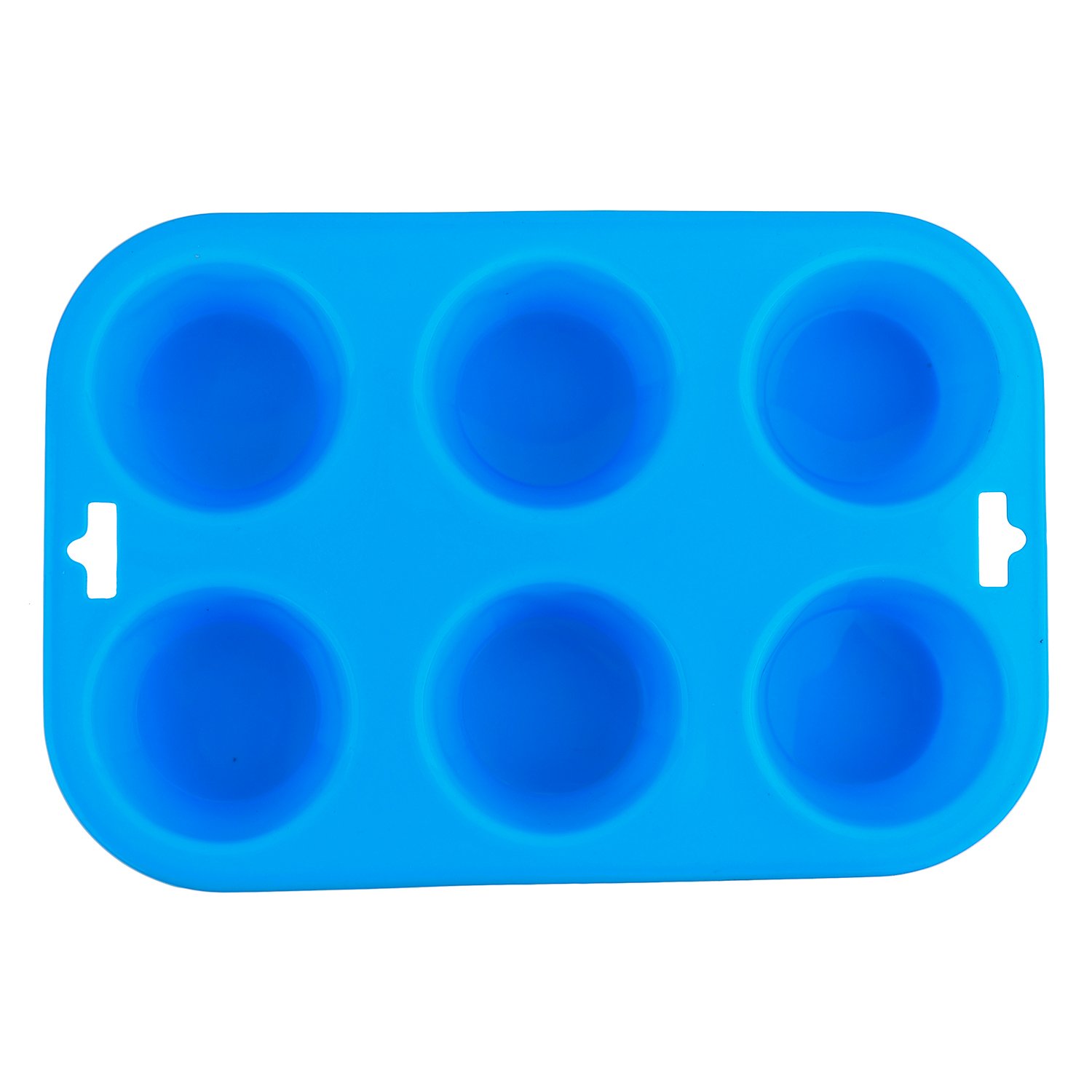 Selecto Bake 6 Cup Silicone Bun/Muffin Mould Cupcake Yorkshire Pudding Non Stick Tray Baking (Blue)