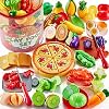 Shimirth 67Pc Pretend Play Food Sets for Kids Kitchen, Pizza Toy Food & Cutting Fake Food – Fruits & Vegetables, Play…