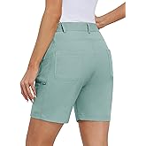 MoFiz Womens Golf Shorts 7" Quick Dry Hiking Shorts Lightweight Bermuda Short for Women with Pockets (Water Resistant)