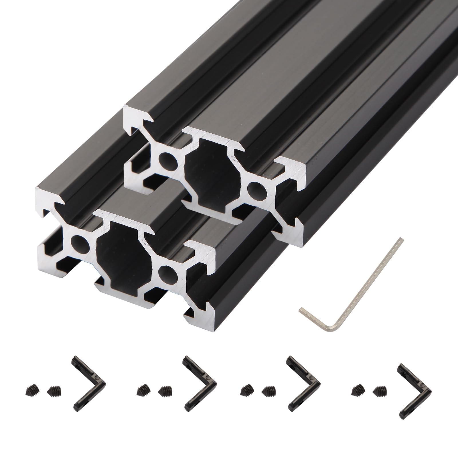 Photo 1 of 2pcs 800mm V Slot 2040 Aluminum Extrusion European Standard Anodized Black Linear Rail for 3D Printer Parts and CNC DIY (31.5inch)