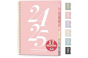 Forvencer Planner 2024-2025, Academic Weekly and Monthly Planner, Aug 2024 - Dec 2025, 8.5"x 11", Aesthetic School Year Calendar Planner Agenda Book for College Student with Month Tab, Flexible Cover (A4, Pink)