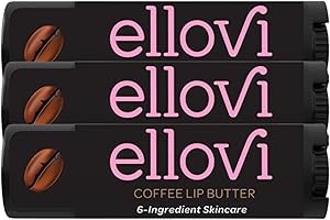 Ellovi Natural Lip Butter Lip Balm - Coffee - Pure Enough to Eat - Made With Just 6 Vegan Ingredients - 100% Natural & Organic Moisturizing Lip Care for All Day Hydration (3-Pack)