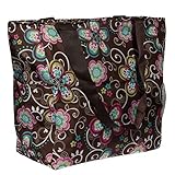 Print Shopper Beach Tote Bag (Brown Flower)